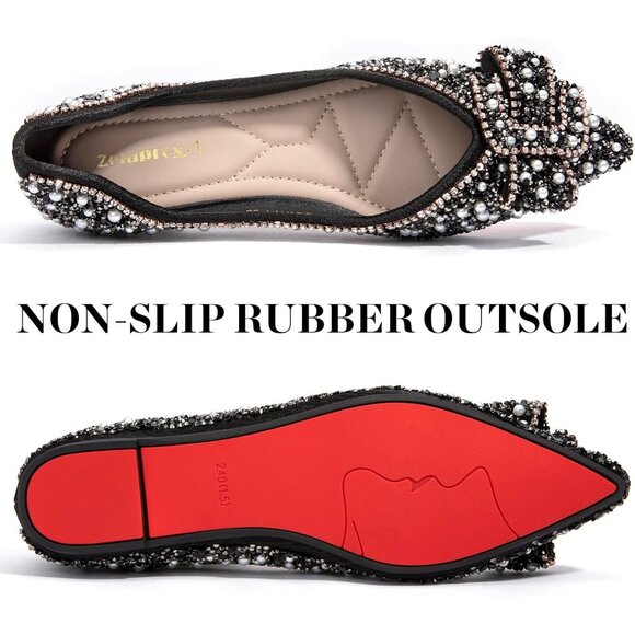 🆕Women's Black Flats Shoes Comfort Ballet Outsole Ankle Strap Shoes - Picture 5 of 7